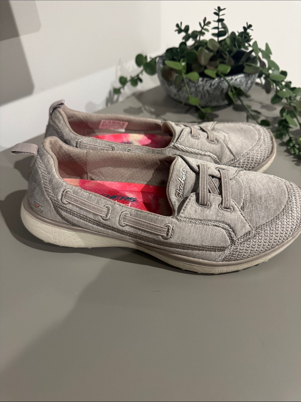 Skechers Women's Light Gray Slip-On Memory Foam Sneakers